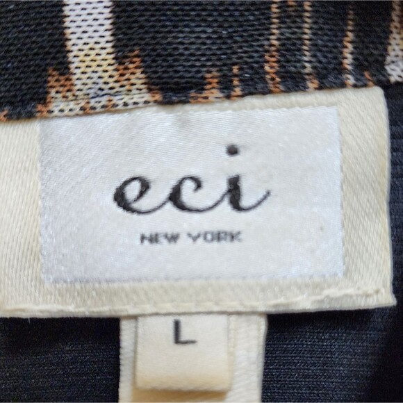 ECI Dress Size Large Animal Print Maxi Blouson Stretch Waist Sheer Lined Flowy - Picture 10 of 11